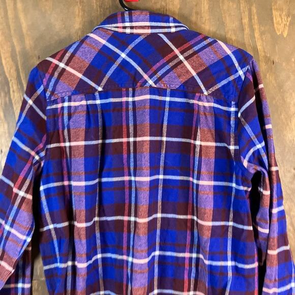 J Crew Womens Shirt Blue Multicolor Plaid Collared 1/2 Zip Long Sleeve Medium - Picture 11 of 12